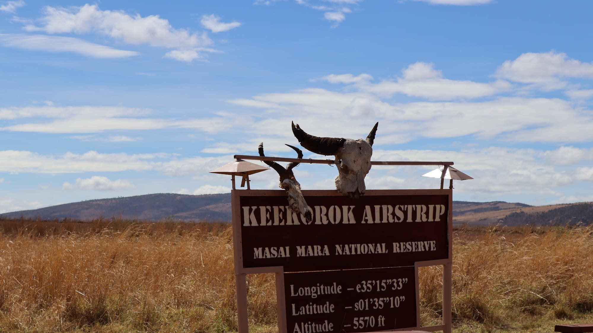 The Keekorok Airstrip sign in the Masai Mara National Reserve