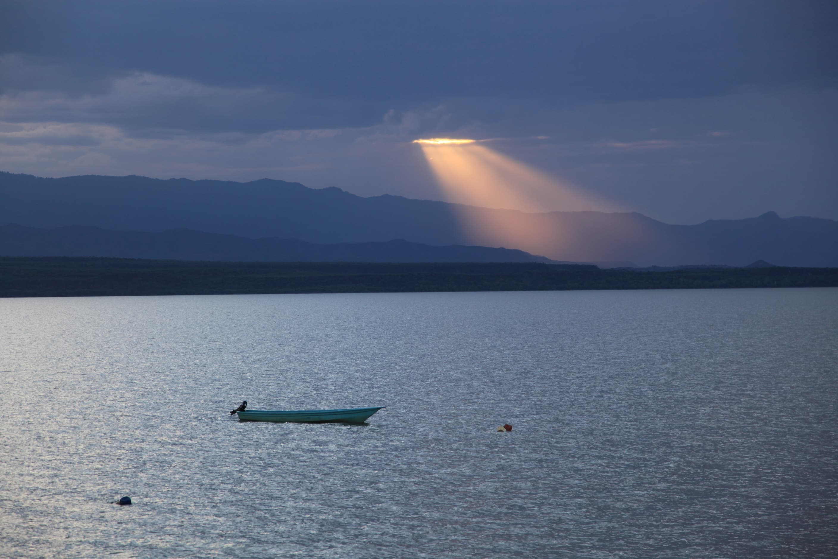 Sunset over Lake Baringo, Kenya, from Samatian Island