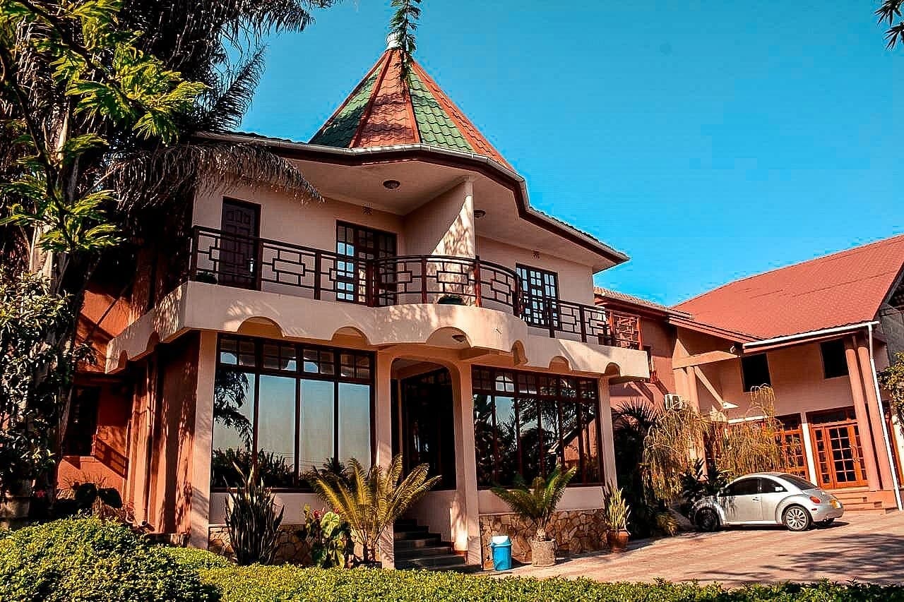Garden frontage of The Charity Hotel in Arusha