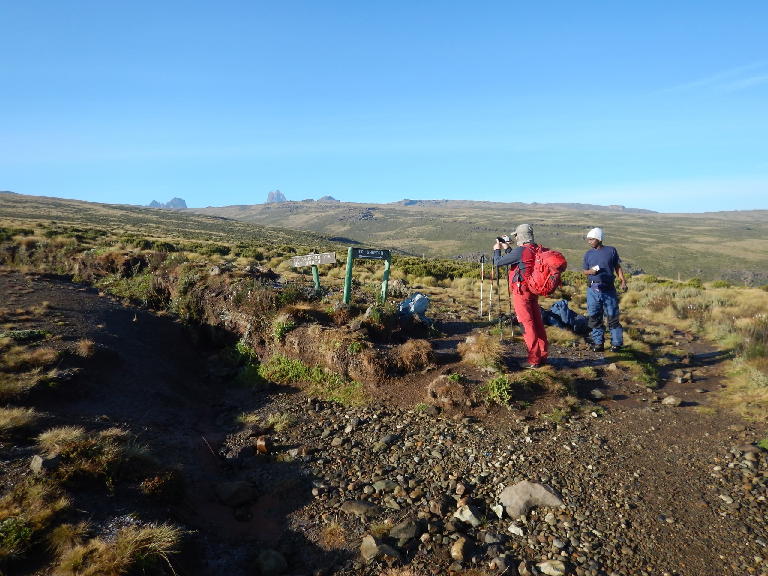 Hikers on the Sirimon route on Mount Kenya