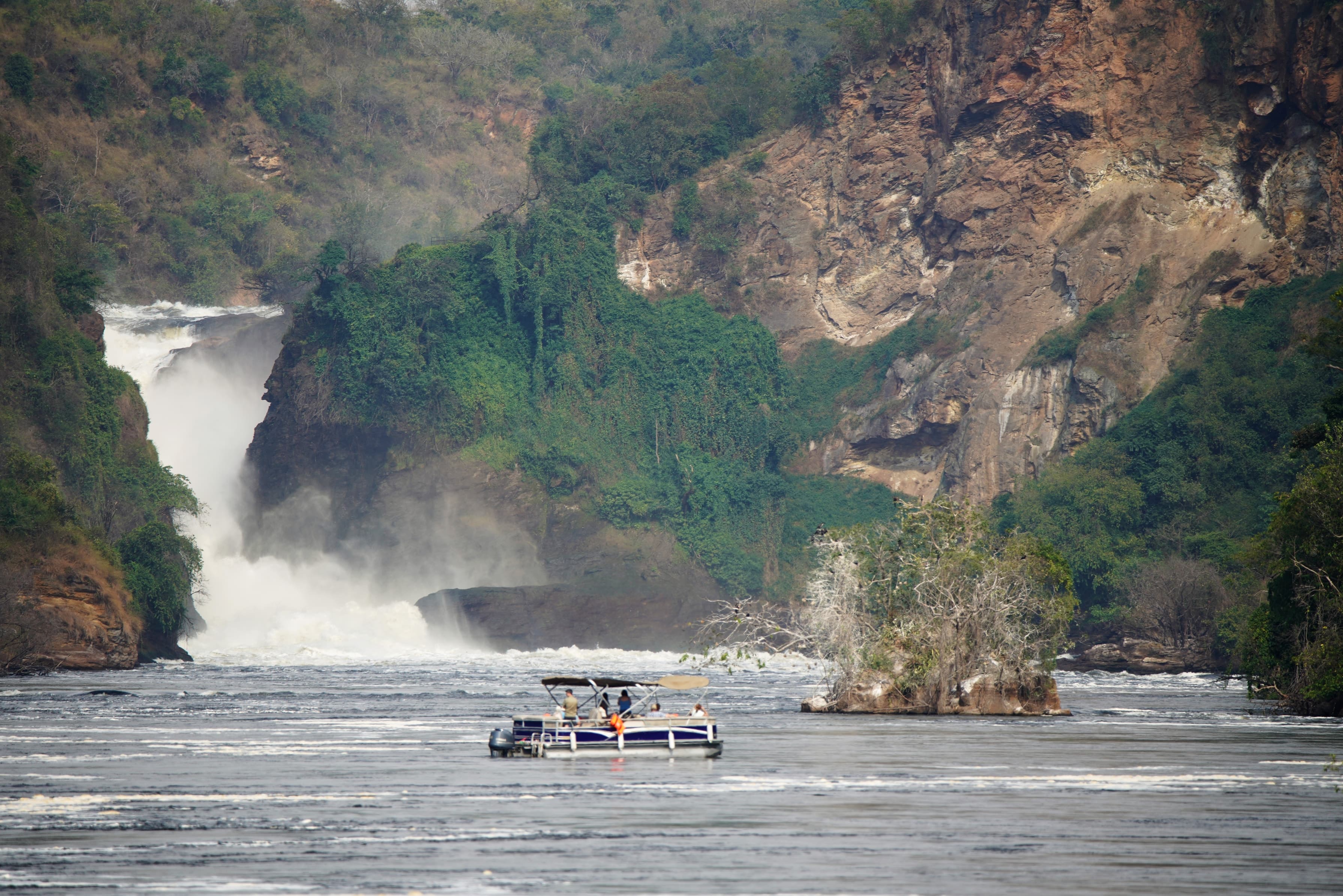Murchison Falls seen from the Nile, Murchison Falls National Park, Uganda